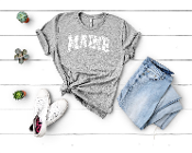 Maine Distressed-Bella + Canvas Unisex Heather CVC T-Shirt